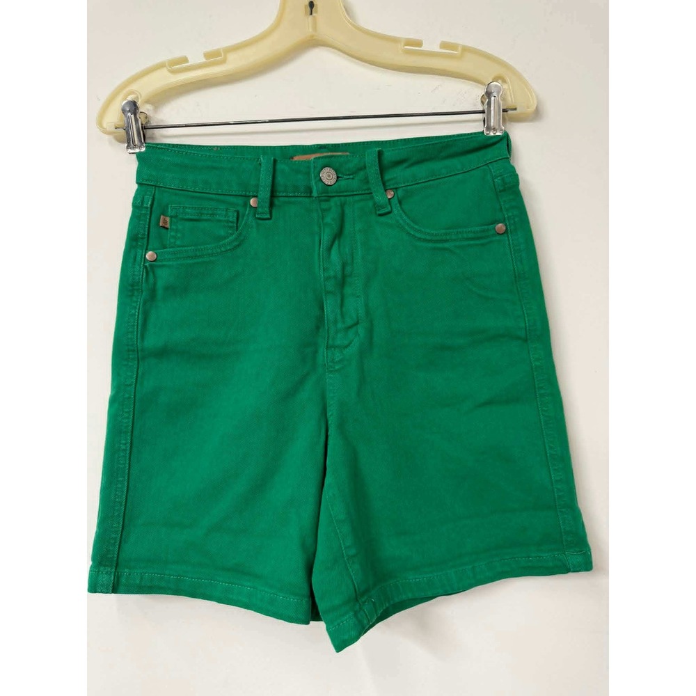 Judy Blue Women's M Green High Waisted Garment Dyed Denim Shorts JB150283 C